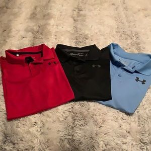 Lot of 3 Under Armour Polo Shirts. Youth Large.